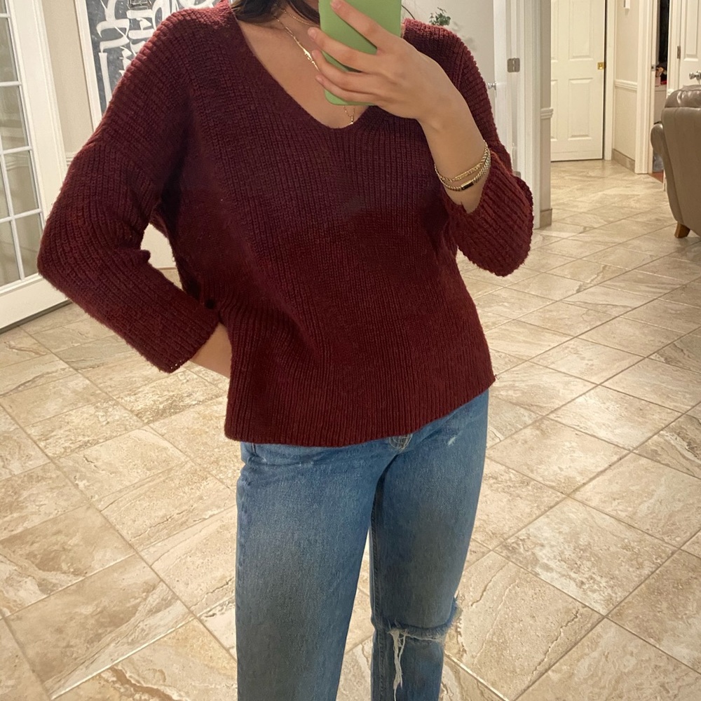 Express Burgundy Open Back Sweater